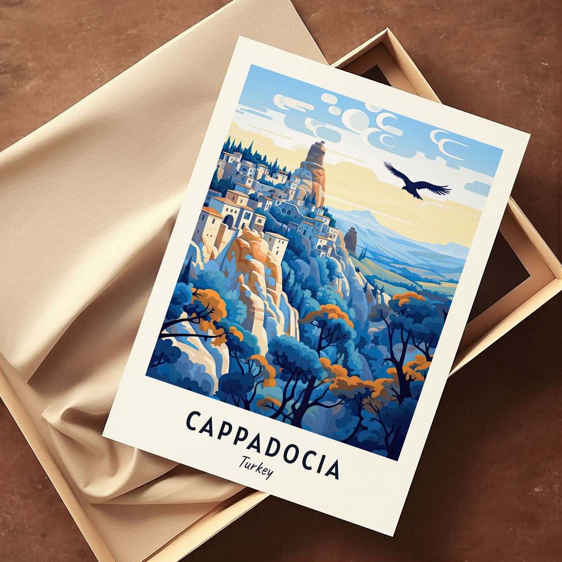Cappadocia Turkey Eagle Rocky Ridge Valley Minimalist Travel Poster - Image 3