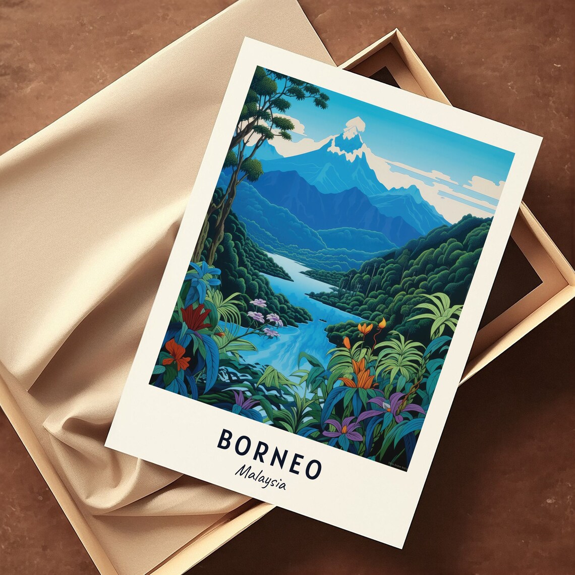 Mount Kinabalu Travel Poster, Borneo Malaysia - Image 3
