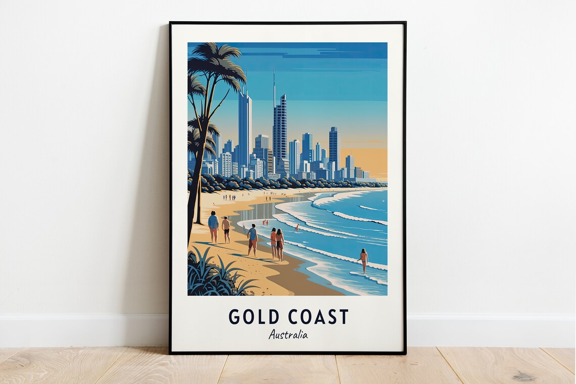 Gold Coast Australia Travel Poster, City Print