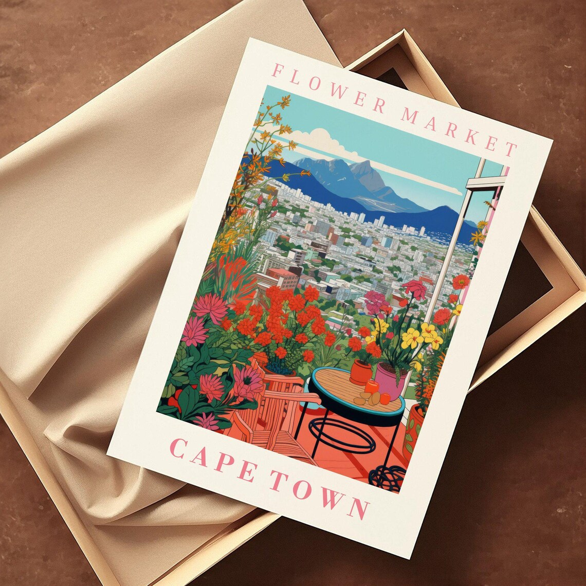 Cape Town Flower Market Poster Wall Decor South Africa Floral Illustration Botanical Gallery Wall Art Gift For Friend Travel Poster - Image 2