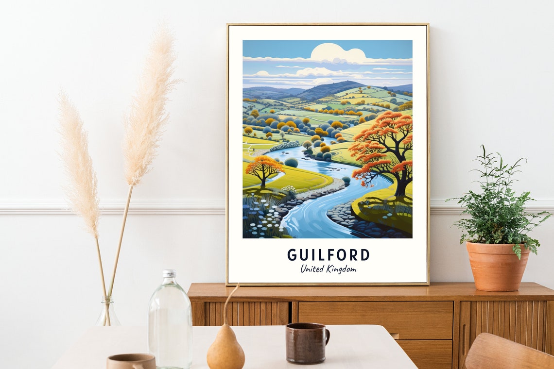 Guilford United Kingdom Travel Print Wall Art Guilford United Kingdom City Print Guilford United Kingdom Travel Gift Guilford - Image 2