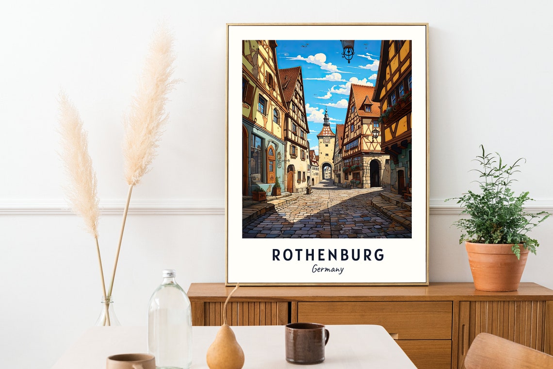 Rothenburg Germany Medieval Half Timbered Street Travel Poster - Image 2