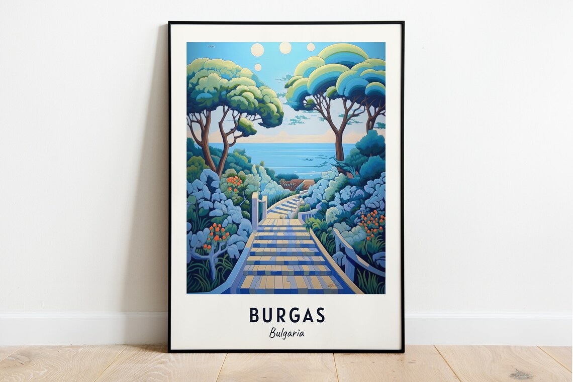 Burgas Sea Garden Travel Poster, Burgas Bulgaria