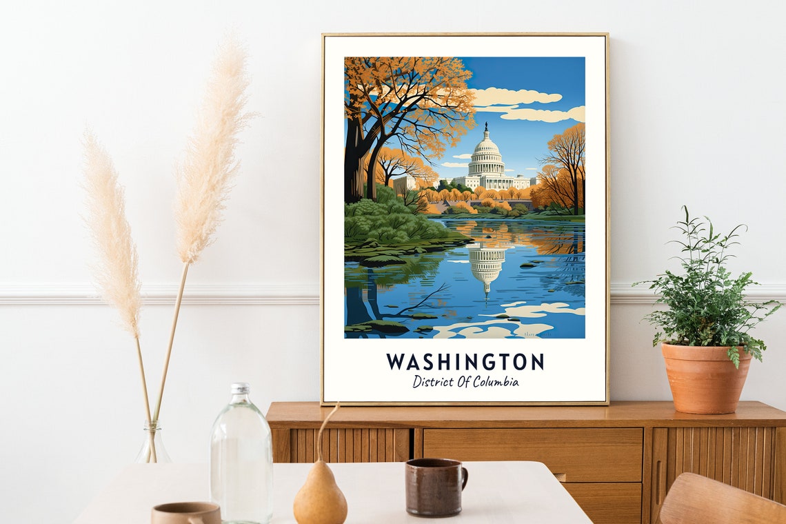 Washington Travel Print Wall Art Washington District Of Columbia City Print Washington Travel Gift Washington City Poster Travel Gift - Image 2
