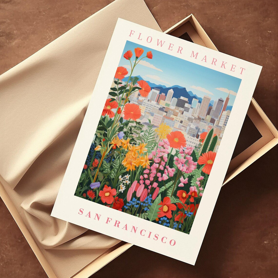 San Francisco Flower Market Travel Poster, Floral Illustration - Image 2