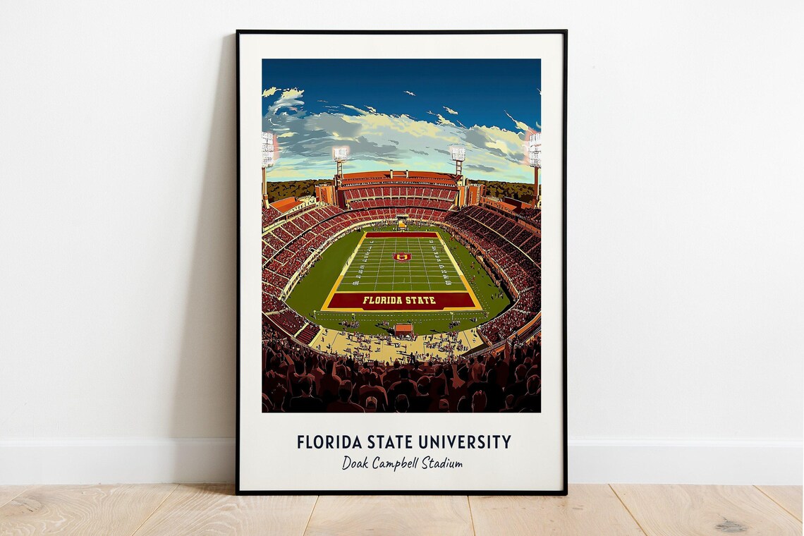 Florida State Doak Campbell Stadium Sunset Seminoles Football Poster