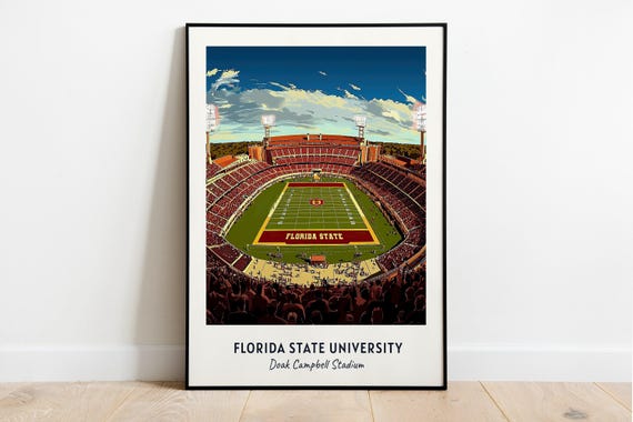 Florida State University Stadium Print College Dorm Print Doak Campbell Stadium Print College Football Print Gift Dorm Decor