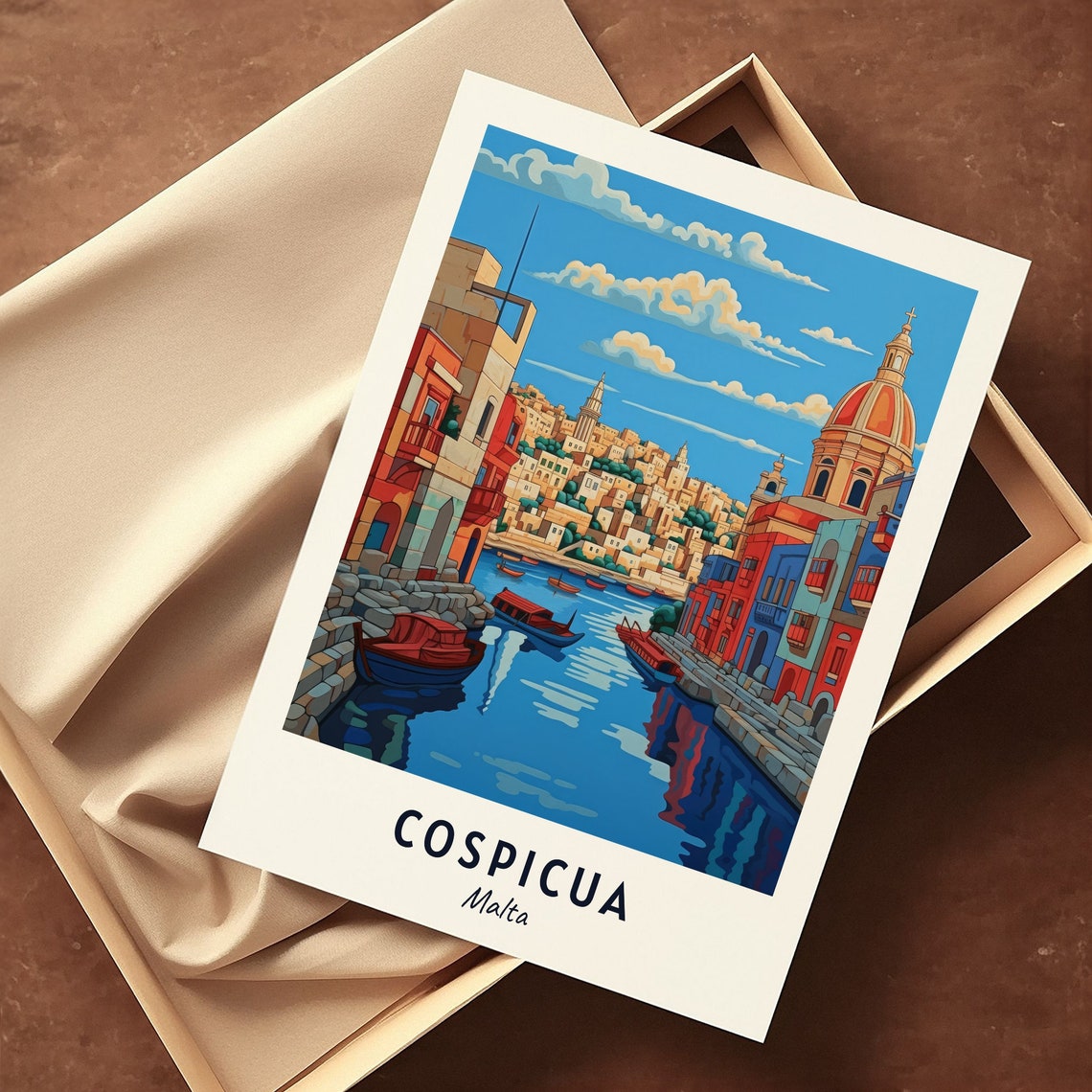 Cospicua Three Cities Waterfront Church Dome Malta Travel Poster - Image 3