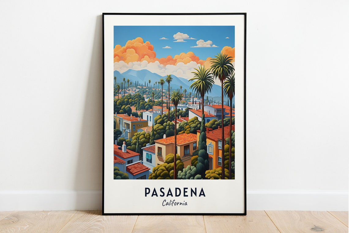 Pasadena California Palm Tree Hillside Neighborhood Vista Poster