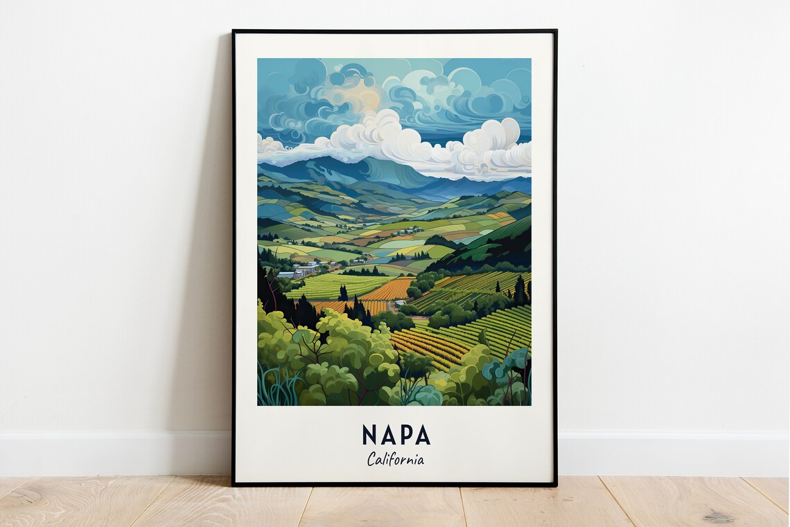 Napa Travel Poster, California City Travel Print