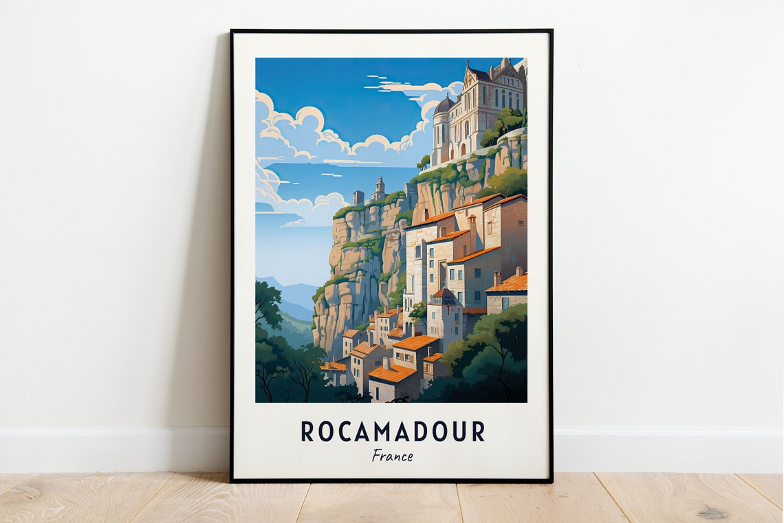 Rocamadour City Print Rocamadour Travel Poster France Travel Gift Rocamadour France Poster Rocamadour Gift