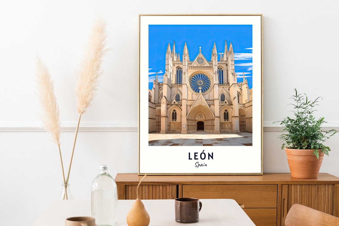 León Spain Gothic Cathedral Rose Window Historic Landmark Poster - Image 2