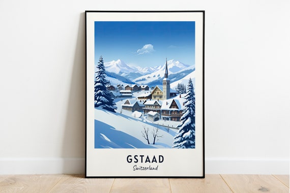Gstaad Travel Print Gstaad Ski Poster Switzerland Ski Poster Gstaad Ski Resort Print