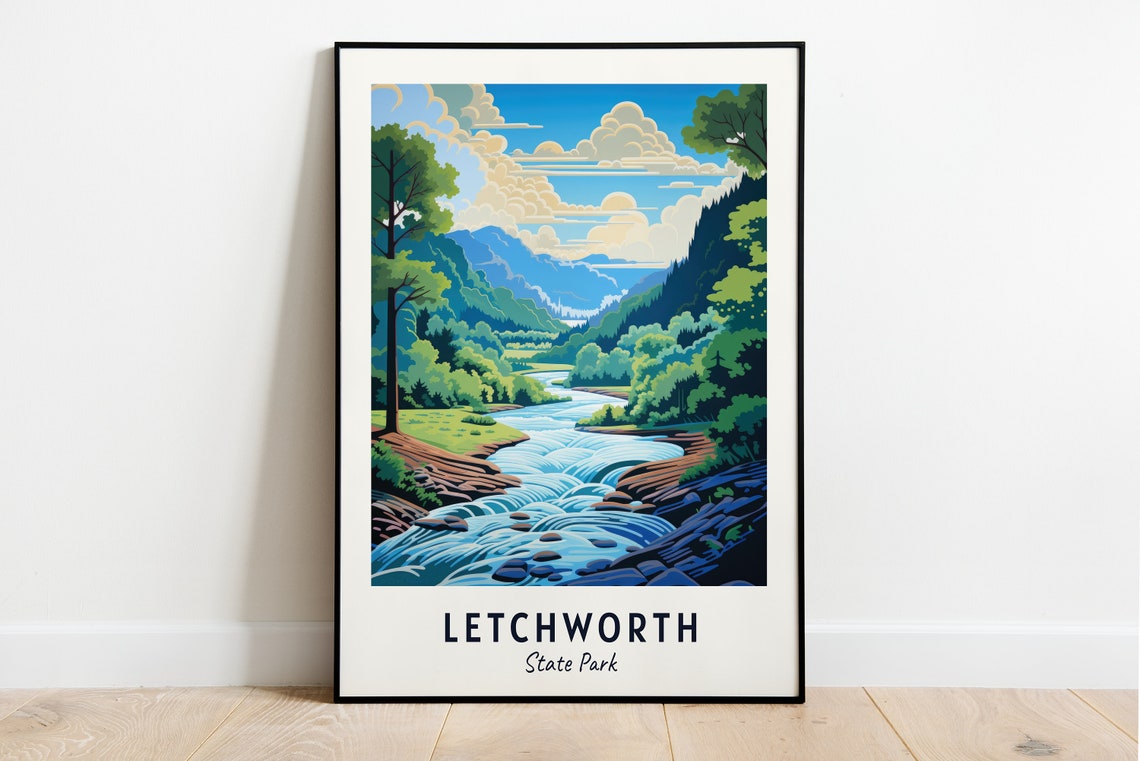Letchworth State Park New York River Gorge Waterfalls Forest Poster