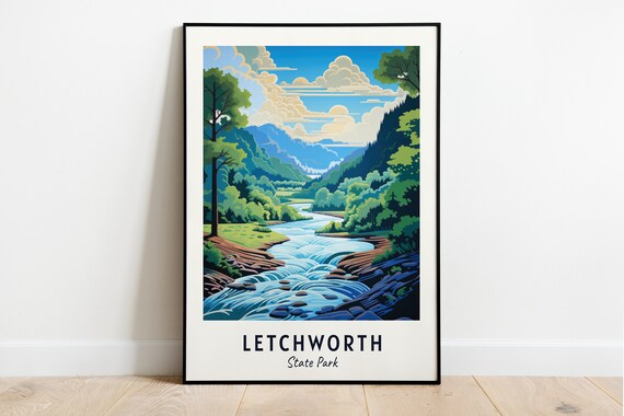 Letchworth State Park New York River Gorge Waterfalls Forest Poster