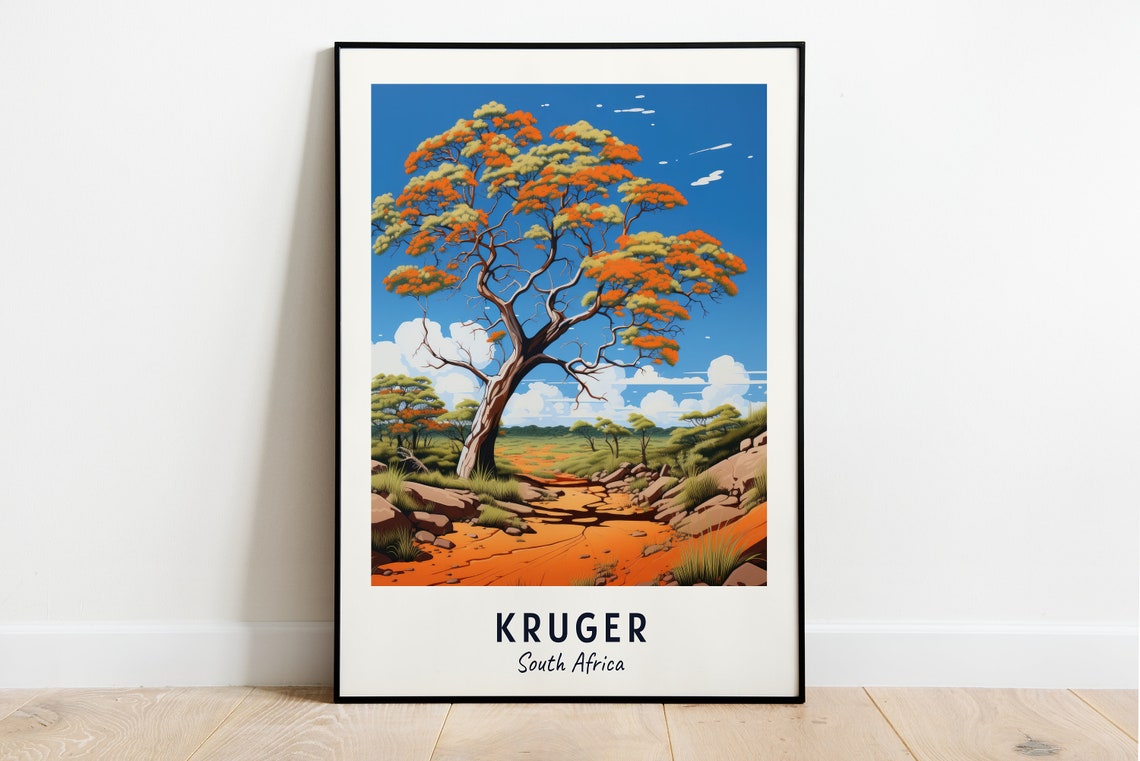Kruger South Africa Sunset Baobab Tree Red Earth Savannah Poster
