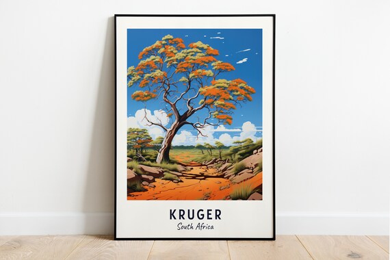 Kruger South Africa Sunset Baobab Tree Red Earth Savannah Poster