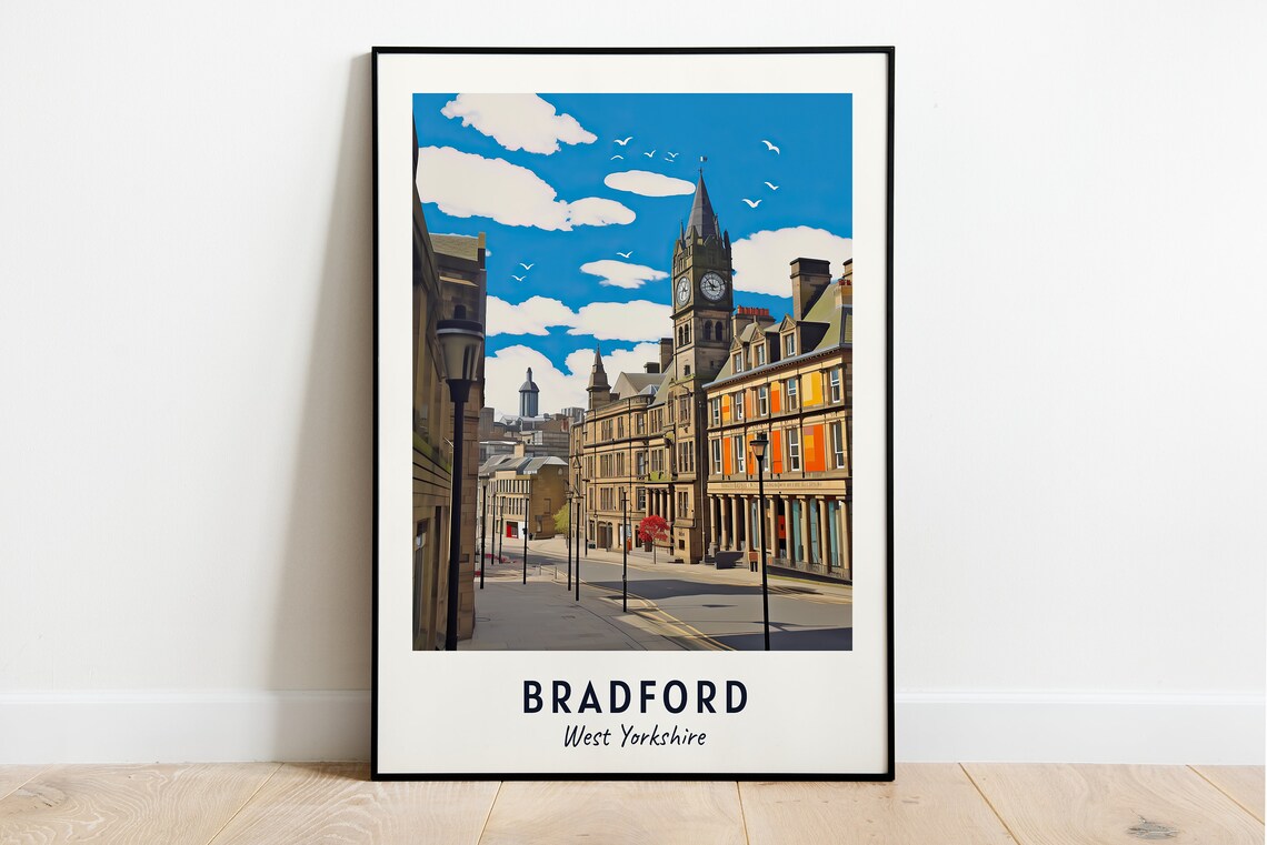 Bradford Travel Print Wall Art Bradford West Yorkshire City Print Bradford Travel Gift Bradford City Poster Wall Art