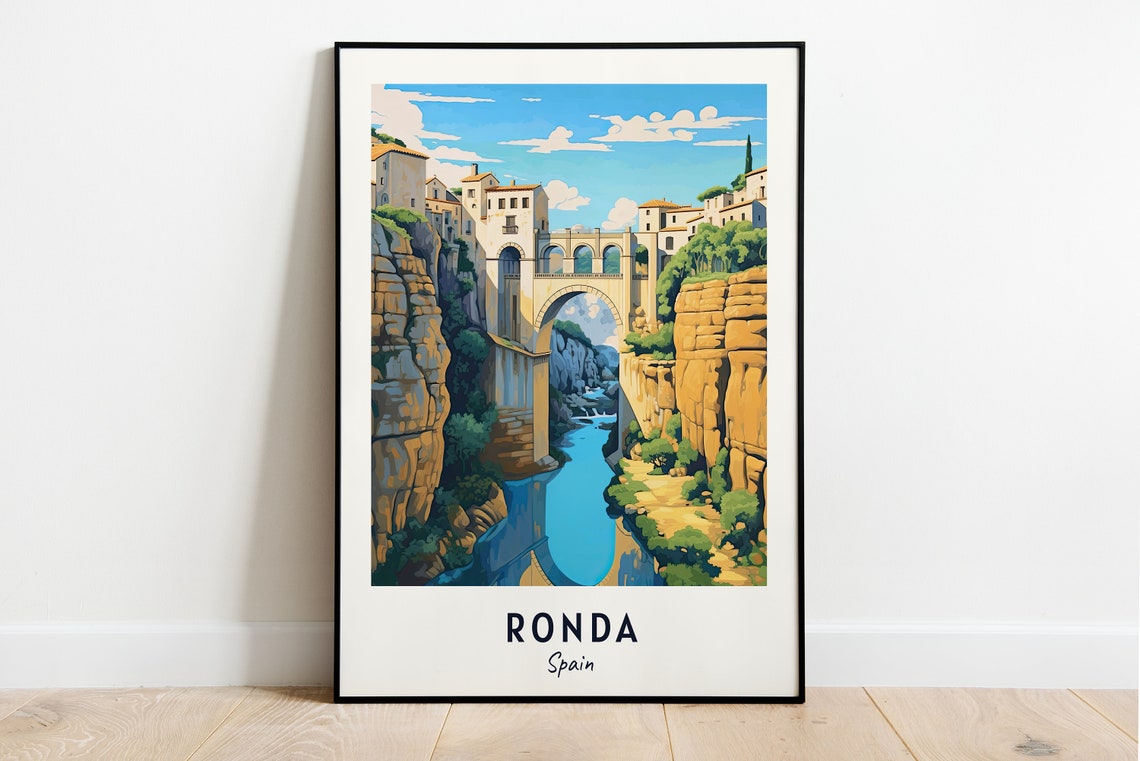 Ronda Spain Puente Nuevo Bridge Deep Gorge View Travel Poster
