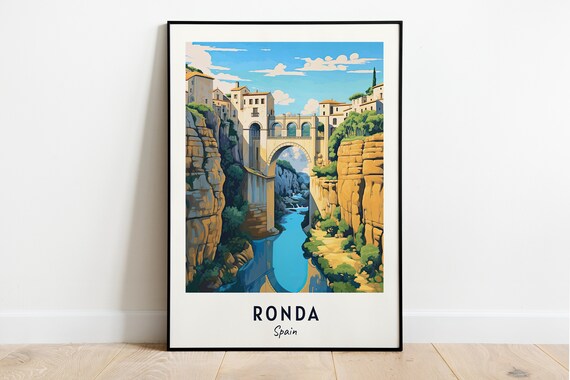 Ronda Spain Puente Nuevo Bridge Deep Gorge View Travel Poster