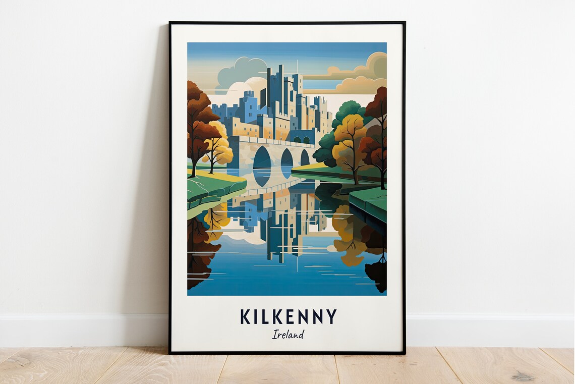 Kilkenny Castle Travel Poster, Kilkenny Ireland City Print