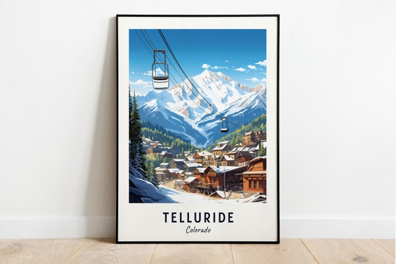 Telluride Travel Print Telluride Ski Poster Colorado Ski Poster Telluride Ski Resort Print