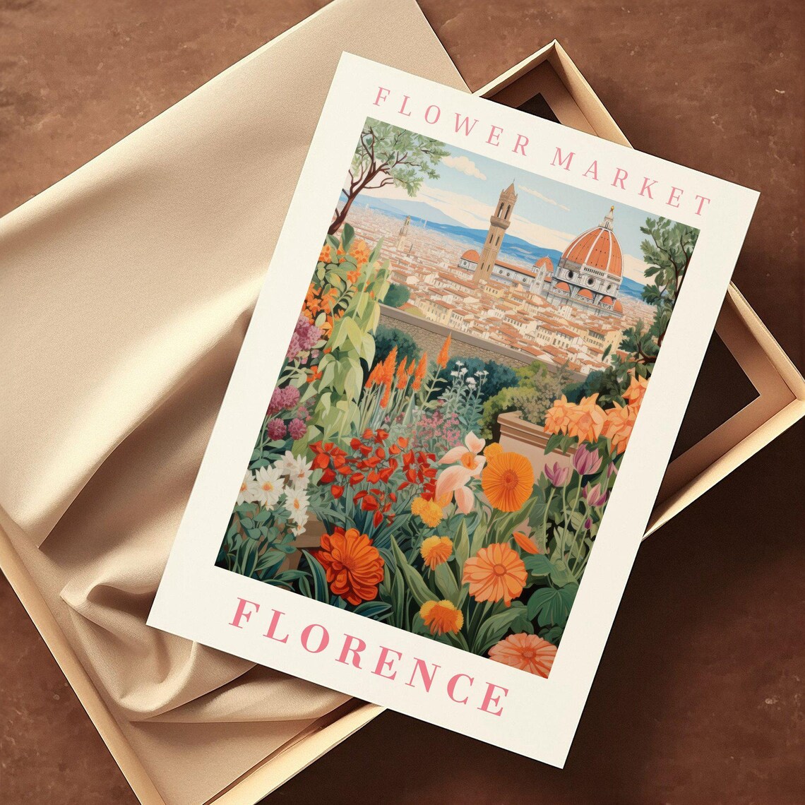 Florence Flower Market Travel Poster, Botanical Illustration - Image 2