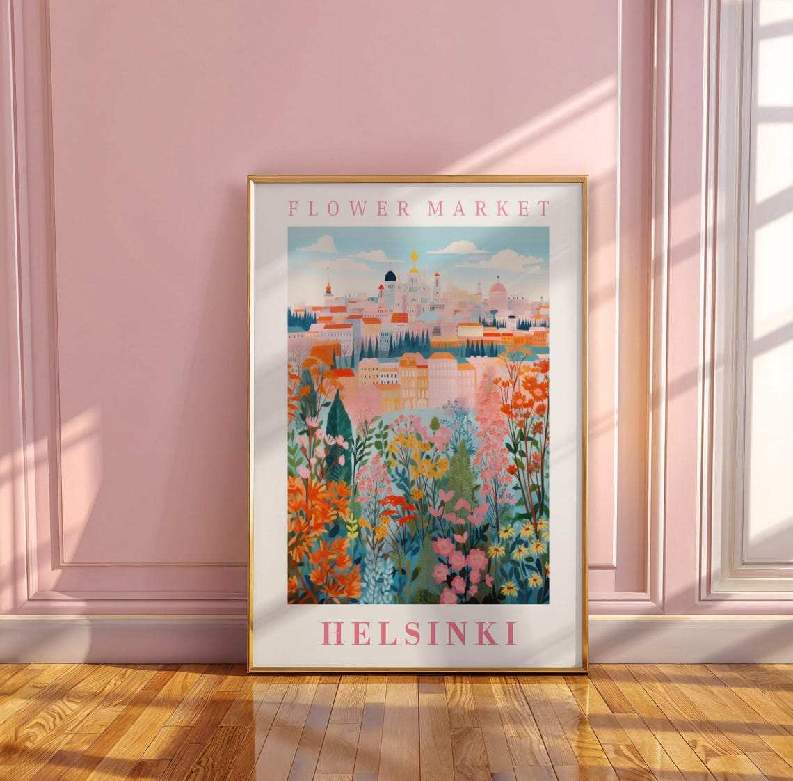 Helsinki Flower Market Poster with Cathedral Dome Meadow Art - Image 3