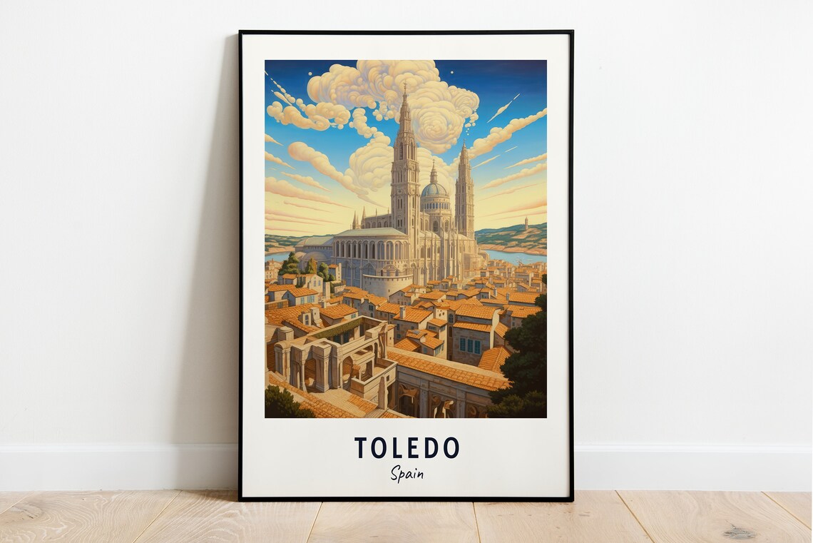 Toledo Cathedral Travel Poster, Toledo Spain City Print