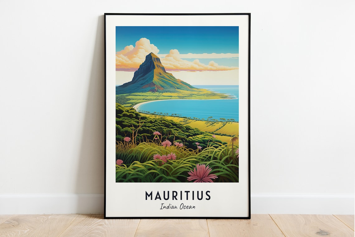 Mauritius Travel Poster, Indian Ocean City Print