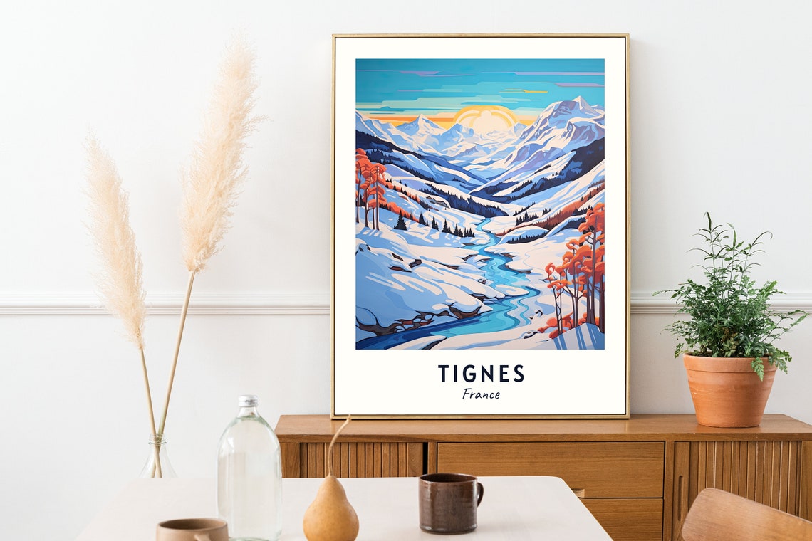 Tignes France Travel Print Wall Art Tignes France City Print Tignes France Travel Gift Tignes France Poster - Image 2