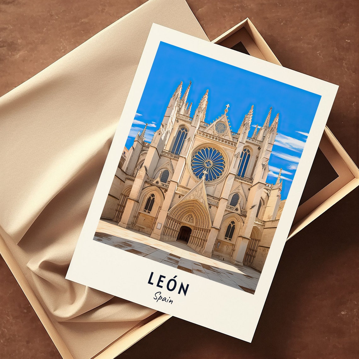 León Spain Gothic Cathedral Rose Window Historic Landmark Poster - Image 3
