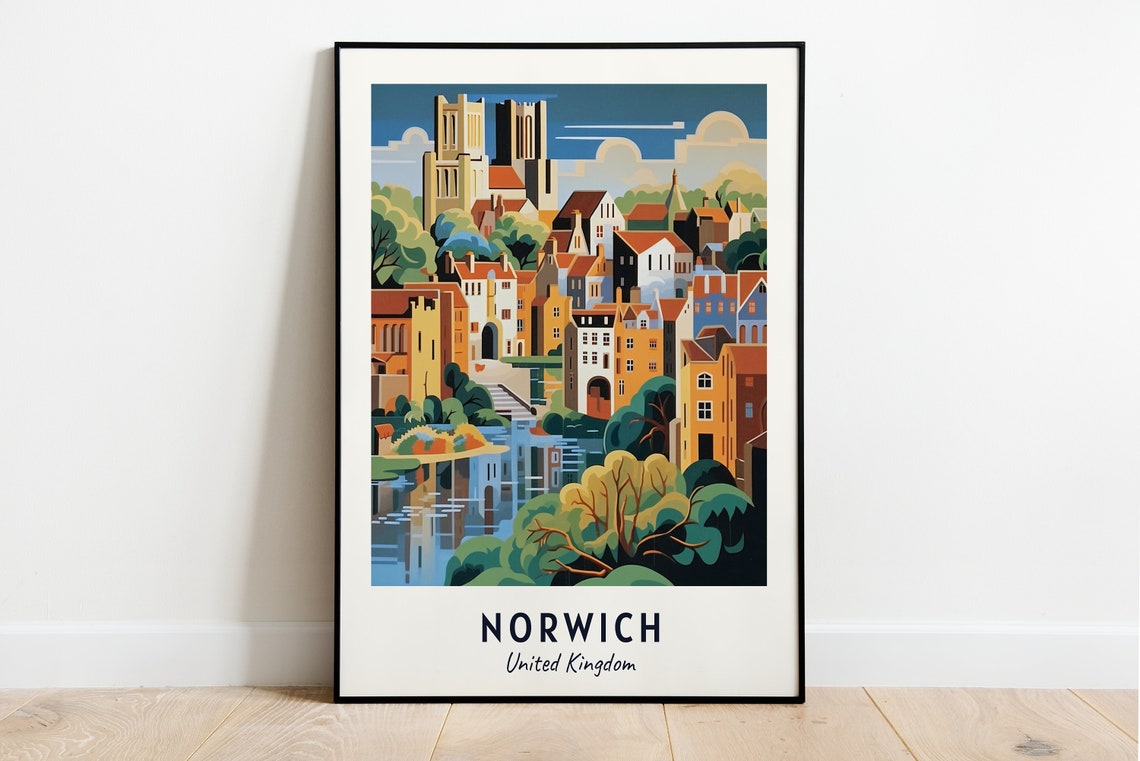 Norwich Travel Print Wall Art Norwich United Kingdom City Print Norwich Travel Gift Norwich City Poster Travel Gift