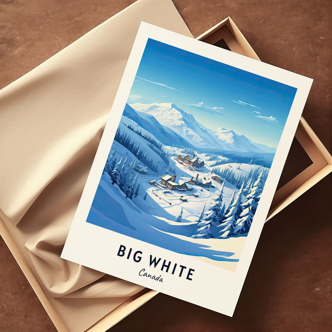 Big White Canada Forest Lodges and Snowy Mountain Peaks Poster - Image 3