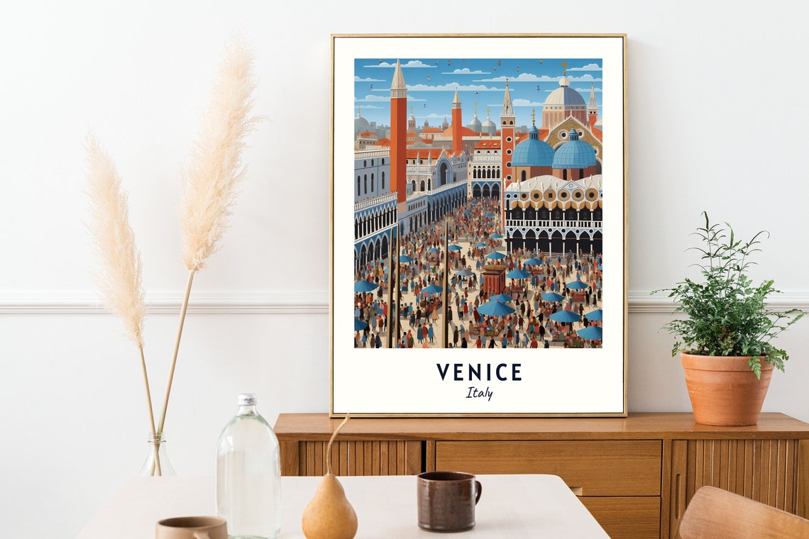 Venice Italy Saint Marks Square Classic Travel Poster Home Decor - Image 2