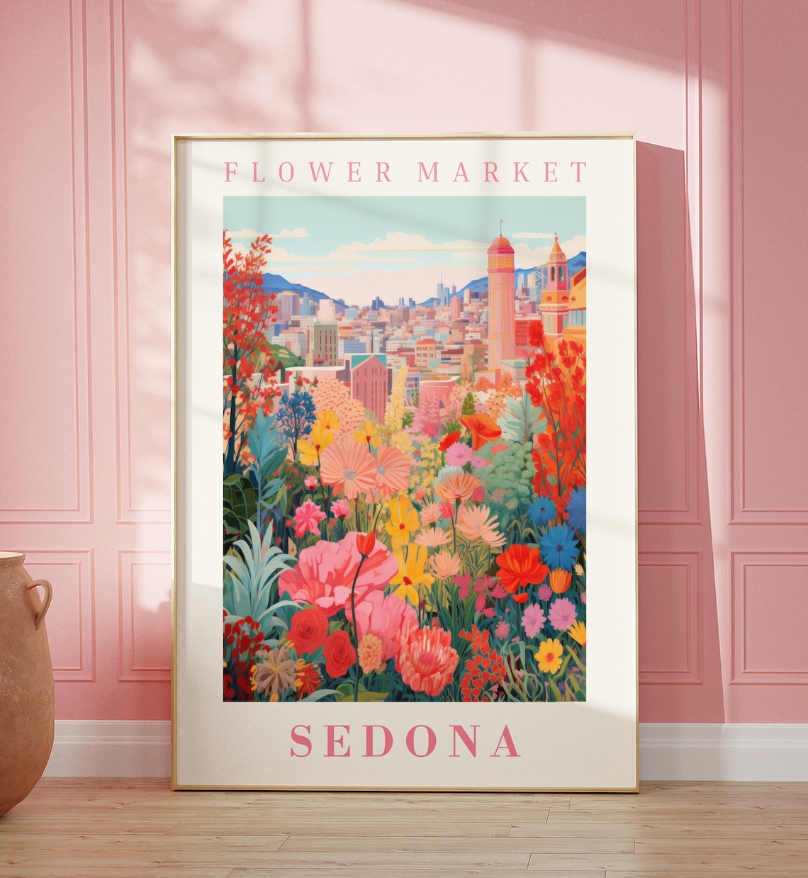 Sedona Flower Market Red Rock Desert Bloom Arizona Travel Poster