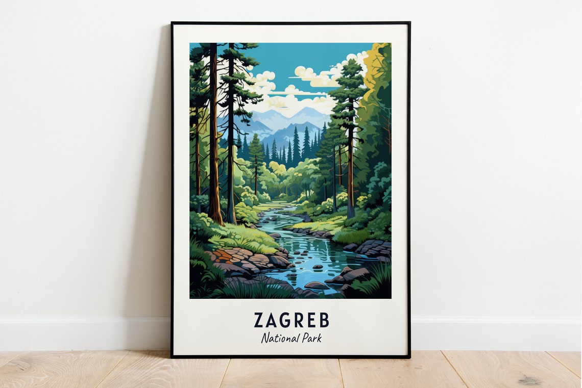 Zagreb National Park Forest Stream Mountain Landscape Poster