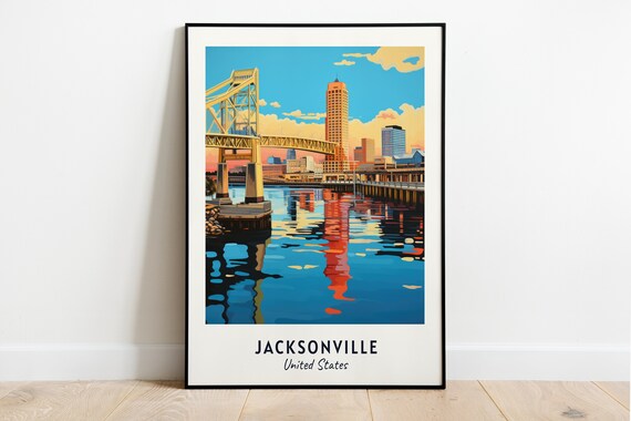 Jacksonville Florida Bridge Skyline River Sunset Reflections Poster