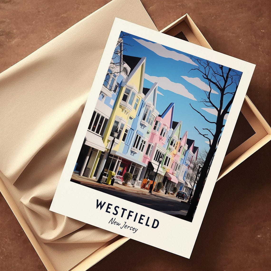 Westfield New Jersey Colorful Downtown Storefronts Street Poster - Image 3