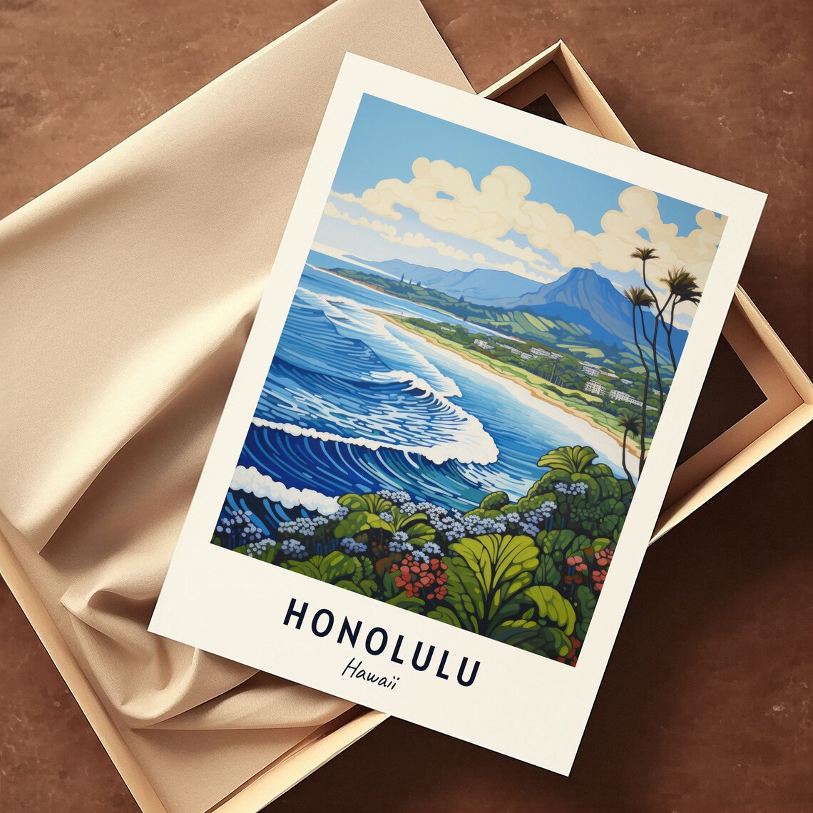 Honolulu Hawaii Travel Poster, City Travel Print - Image 3