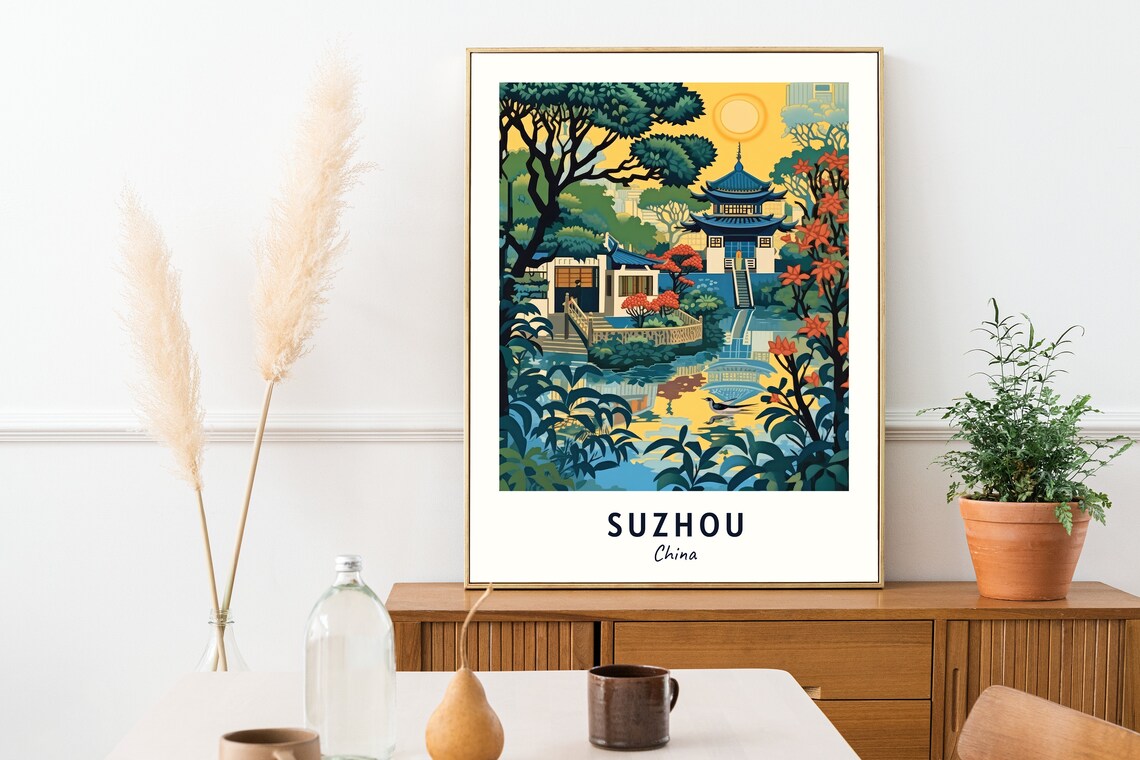 Classical Gardens Of Suzhou Travel Print Wall Art Suzhou China City Print Classical Gardens Of Suzhou Travel Gift - Image 2