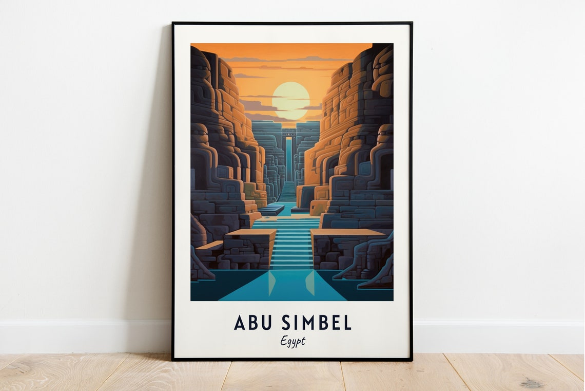 Ancient Rock Temple Facades at Sunrise Abu Simbel Egypt Poster