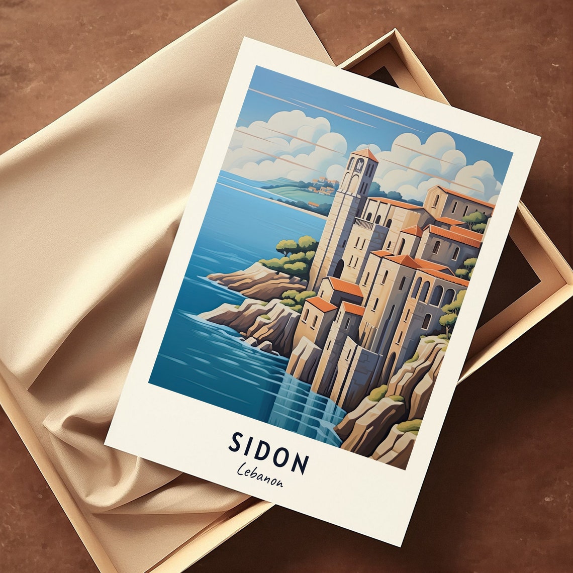 Sidon Lebanon Crusader Sea Castle Cliffs Blue Mediterranean Poster - Image 3