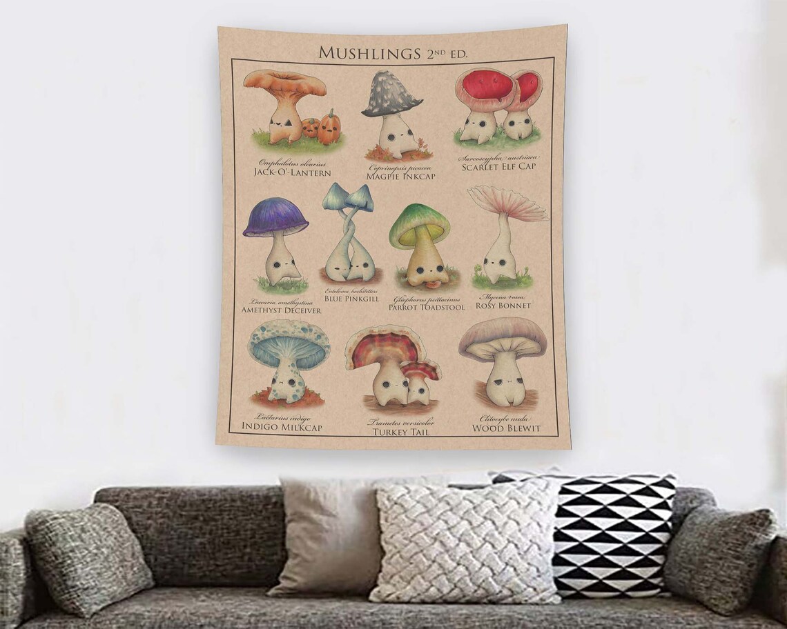 Mushroom Pattern Minimalist Nursery Tapestry - Image 2
