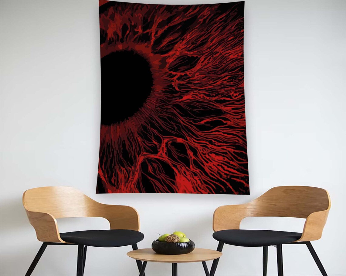 Red Tapestry Gothic Horror Eyes Art Print