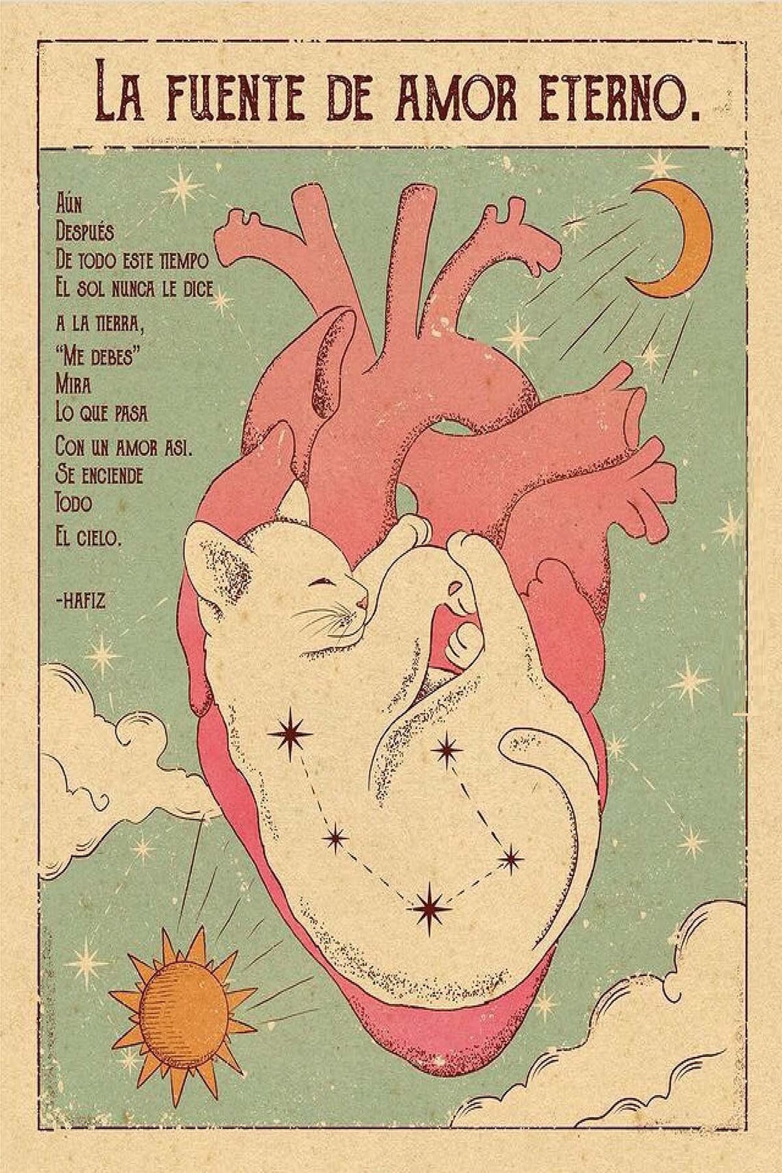 Popular Modern Cat Heart Tapestry Wall Art Print - Image 3