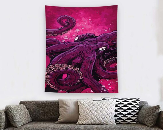 Octopus Tapestry Pink Tapestry Animal Themed Tapestry Gothic Tapestry Horror Tapestry Area Tapestry Pattern Tapestry Living Room Tapestry