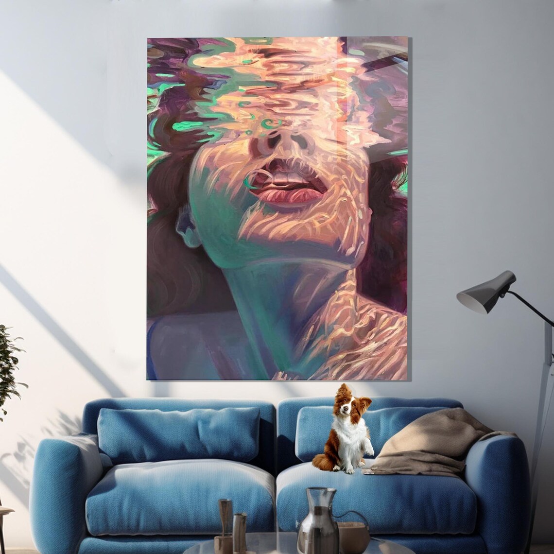 Woman Face Under Rippling Water Colorful Dreamy Painting Gallery Poster - Image 3