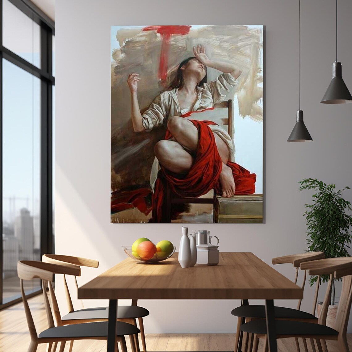 Seated Woman Red Dress Classical Oil Painting Portrait Gallery Poster - Image 2
