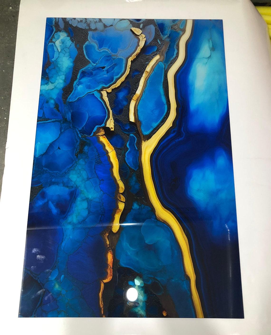 Blue Gold Marble Ink Abstract Luxury Geode Modern Elegant Art Poster - Image 3
